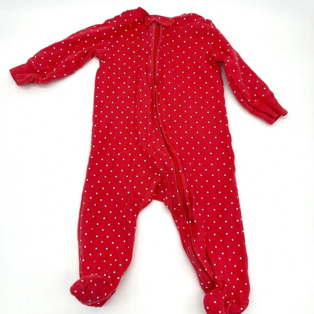 Carter's Footed Pajamas 3-Pack Polka Dot Zip Front Sleepers 6 Month Red‎ Pink